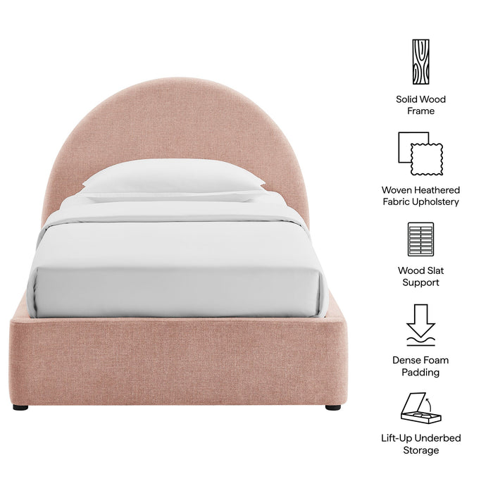 Modway Resort Upholstered Fabric Storage Platform Bed Frame in Twin - dimensions and specifications