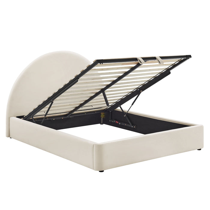 Modway Resort Arched Performance Velvet Storage Platform Bed Frame in Full - angled view 25