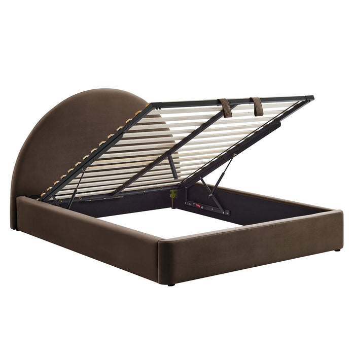 Modway Resort Arched Performance Velvet Storage Platform Bed Frame in Full - angled view