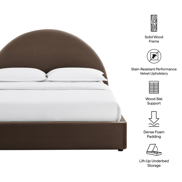 Modway Resort Arched Performance Velvet Storage Platform Bed Frame in Full - dimensions and specifications