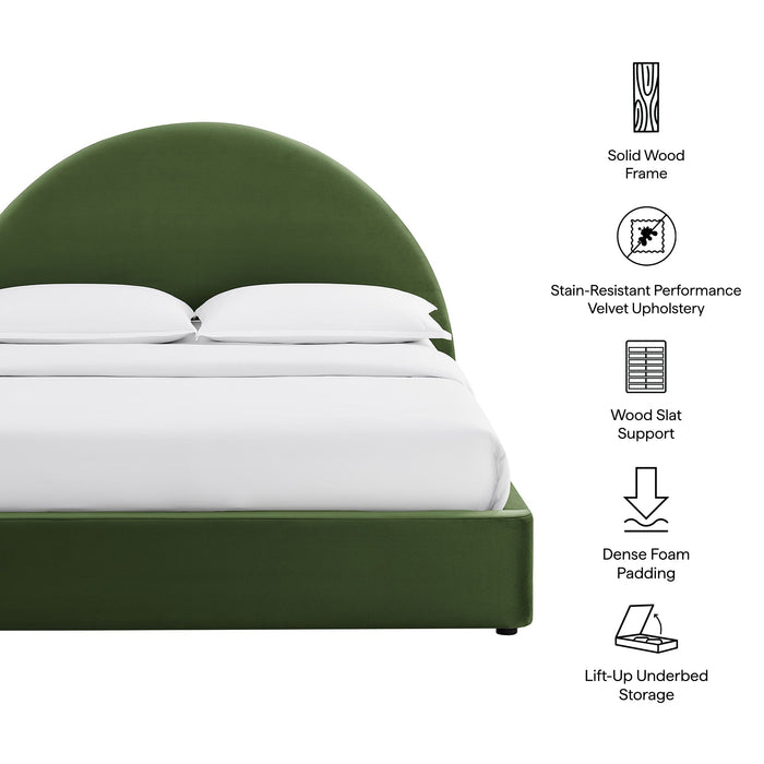Modway Resort Arched Performance Velvet Storage Platform Bed Frame in Full - dimensions and specifications 163