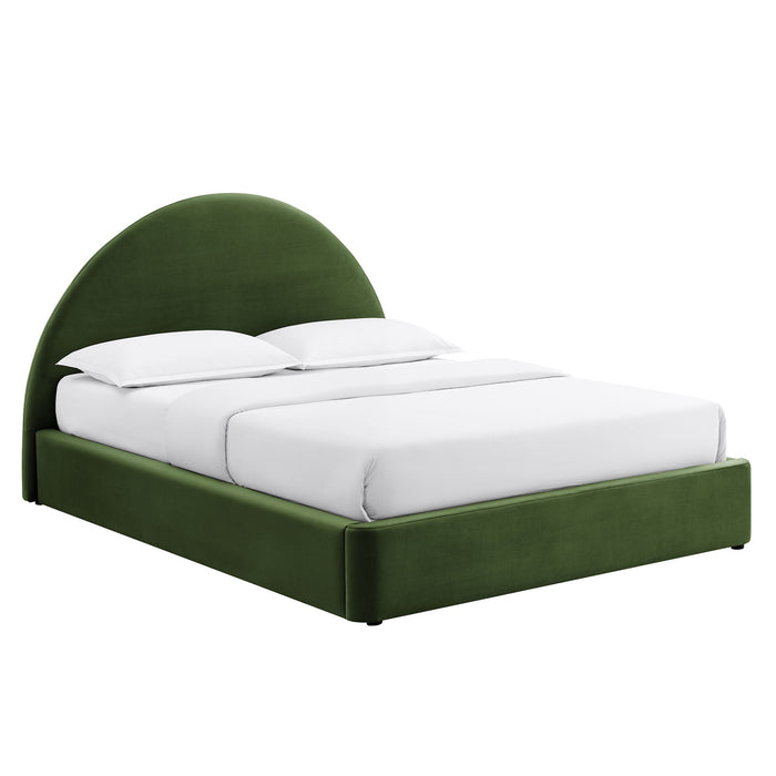 Modway Resort Arched Performance Velvet Storage Platform Bed Frame in Queen - front view 11