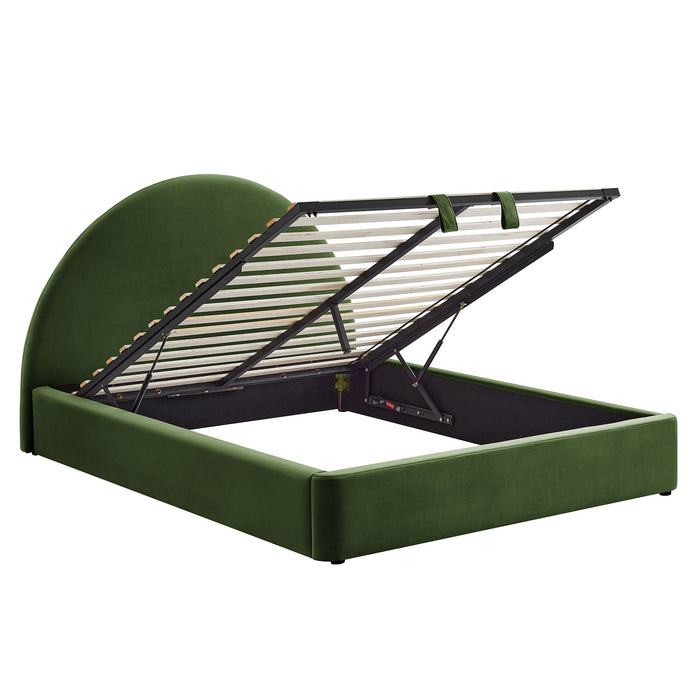 Modway Resort Arched Performance Velvet Storage Platform Bed Frame in Queen - angled view 27
