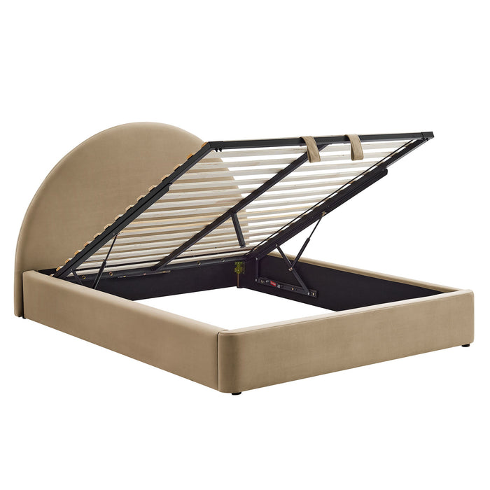 Modway Resort Arched Performance Velvet Storage Platform Bed Frame in Queen - angled view 29