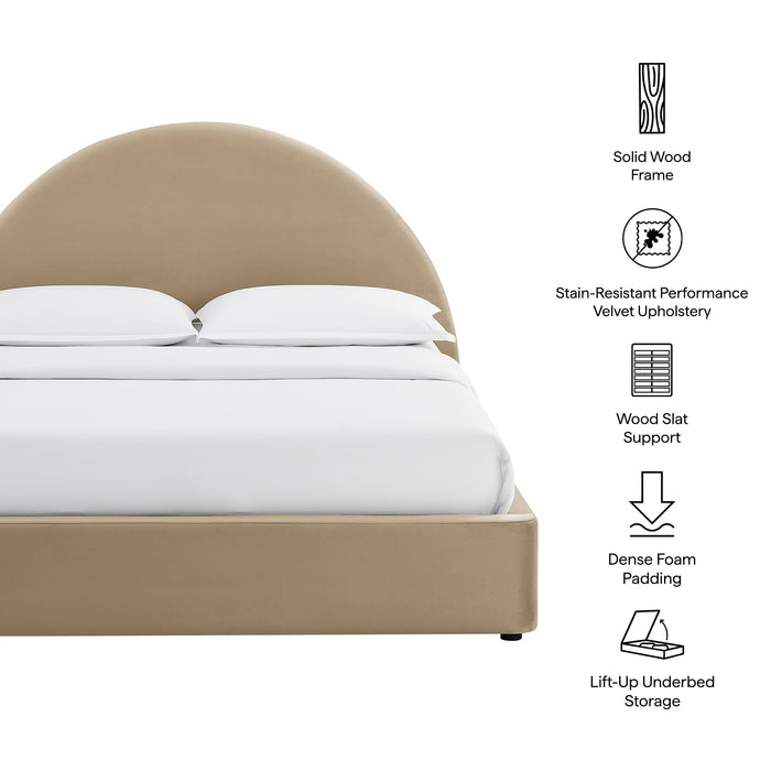 Modway Resort Arched Performance Velvet Storage Platform Bed Frame in Queen - dimensions and specifications 169