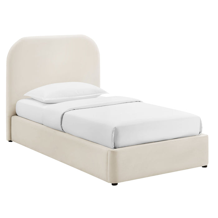 Modway Keynote Performance Velvet Storage Platform Bed Frame in Twin - front view 5