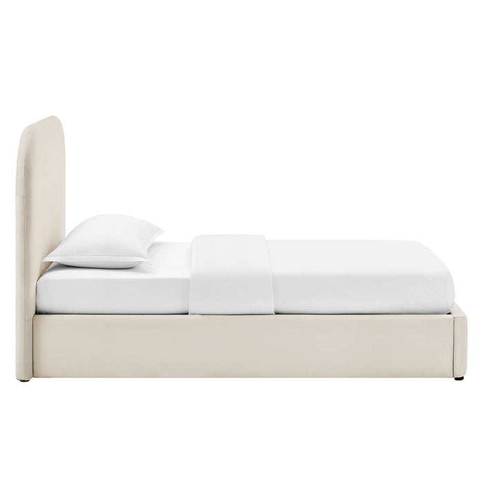 Modway Keynote Performance Velvet Storage Platform Bed Frame in Twin - side view 45