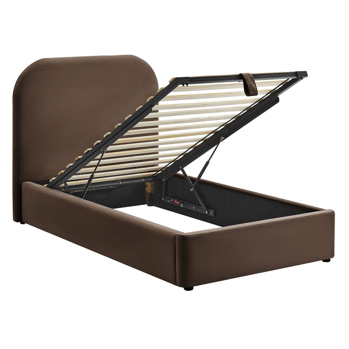 Modway Keynote Performance Velvet Storage Platform Bed Frame in Twin - angled view 26