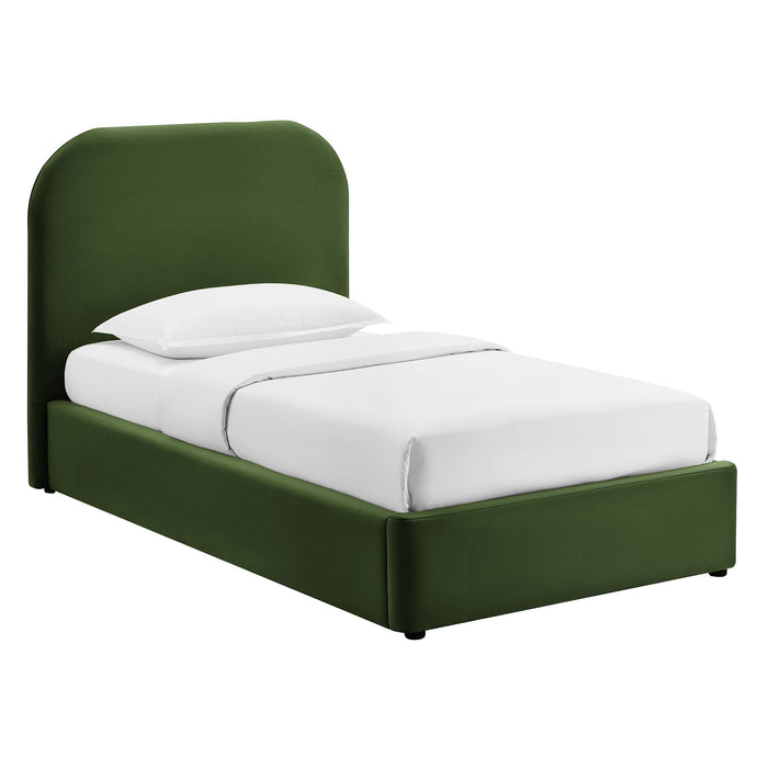 Modway Keynote Performance Velvet Storage Platform Bed Frame in Twin - front view 7