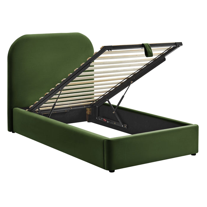 Modway Keynote Performance Velvet Storage Platform Bed Frame in Twin - angled view 27