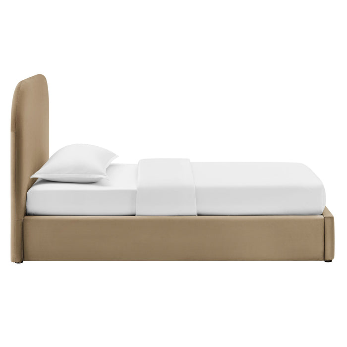 Modway Keynote Performance Velvet Storage Platform Bed Frame in Twin - side view