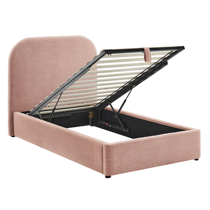 Modway Keynote Fabric Upholstered Storage Platform Bed Frame in Twin - angled view 28