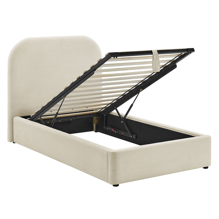 Modway Keynote Fabric Upholstered Storage Platform Bed Frame in Twin - angled view 25