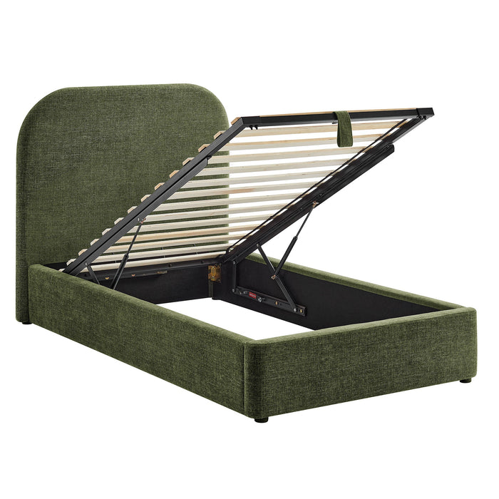Modway Keynote Fabric Upholstered Storage Platform Bed Frame in Twin - angled view