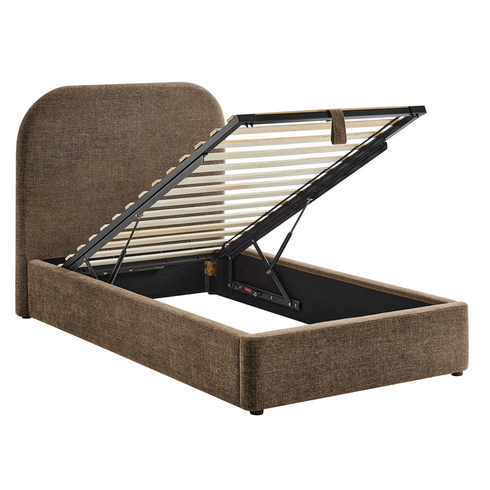 Modway Keynote Fabric Upholstered Storage Platform Bed Frame in Twin - angled view 26