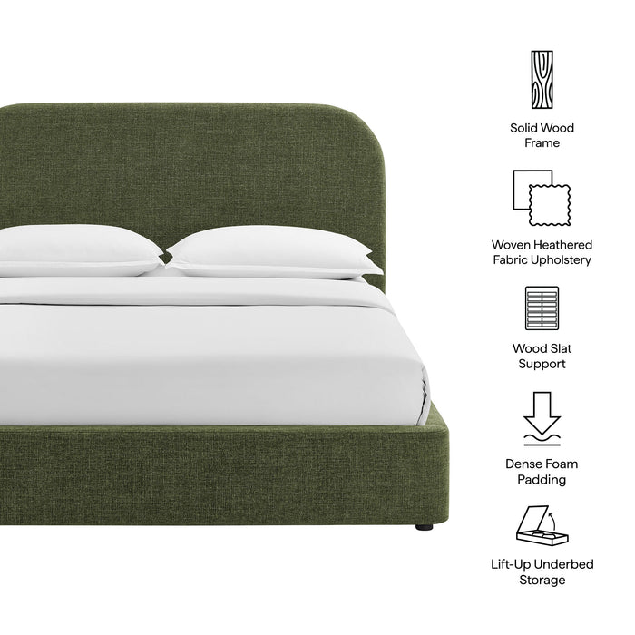 Modway Keynote Fabric Upholstered Storage Platform Bed Frame in Full - dimensions and specifications
