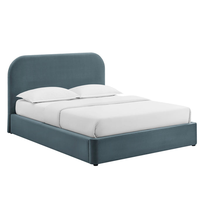 Modway Keynote Performance Velvet Storage Platform Bed Frame in Queen - front view 13