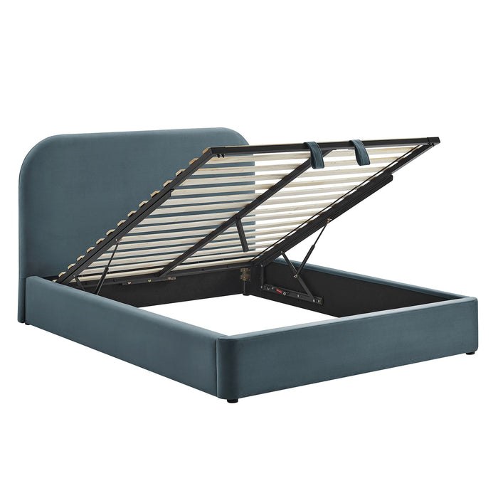 Modway Keynote Performance Velvet Storage Platform Bed Frame in Queen - angled view 33