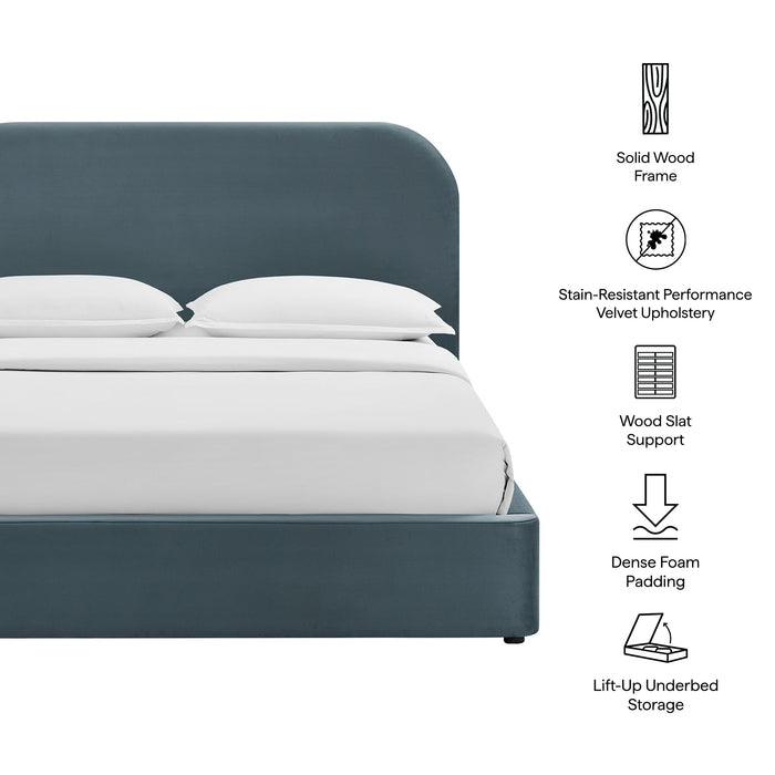 Modway Keynote Performance Velvet Storage Platform Bed Frame in Queen - dimensions and specifications 205