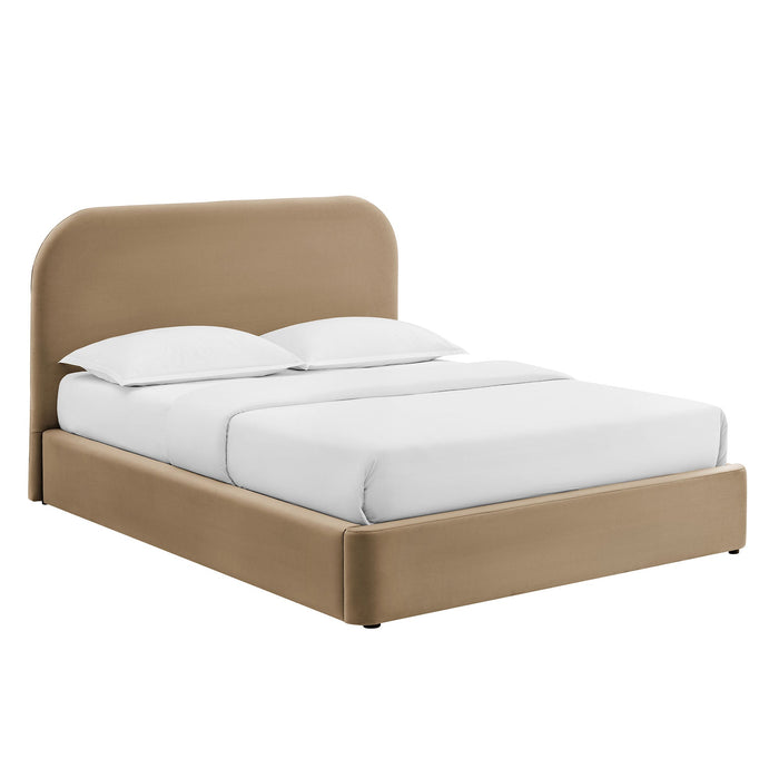Modway Keynote Performance Velvet Storage Platform Bed Frame in Queen - front view
