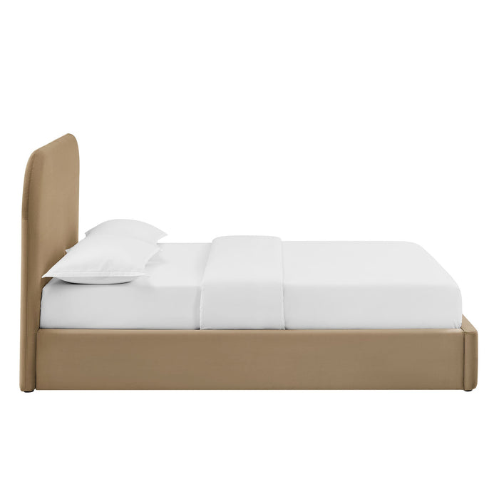 Modway Keynote Performance Velvet Storage Platform Bed Frame in Queen - side view