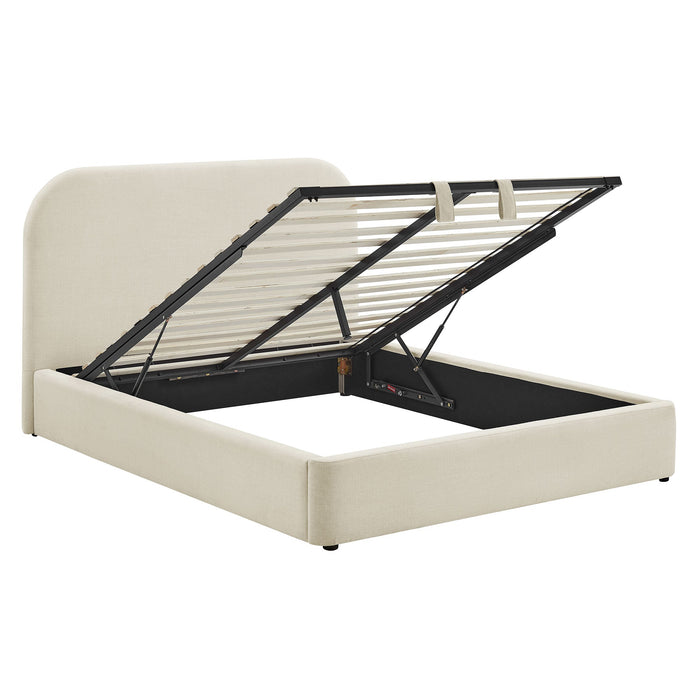 Modway Keynote Fabric Upholstered Storage Platform Bed Frame in Queen - angled view 36