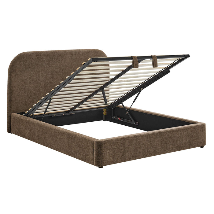 Modway Keynote Fabric Upholstered Storage Platform Bed Frame in Queen - angled view 33