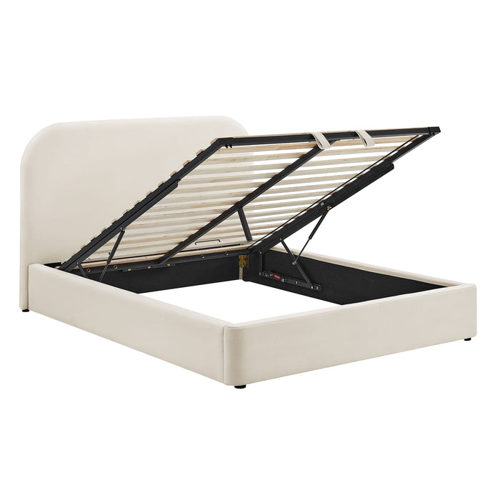 Modway Keynote Performance Velvet Storage Platform Bed Frame in King - angled view 40