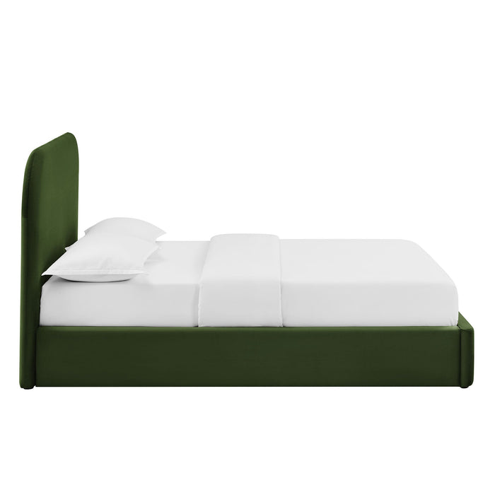 Modway Keynote Performance Velvet Storage Platform Bed Frame in King - side view 59
