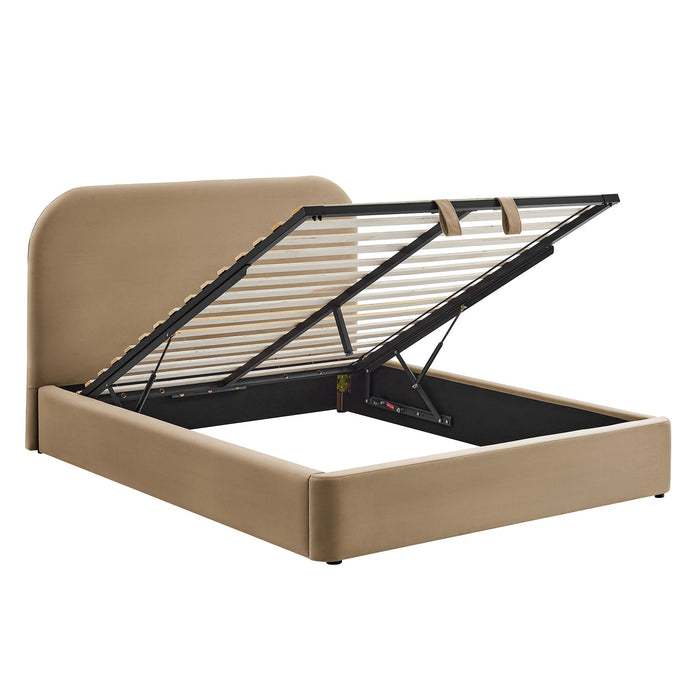 Modway Keynote Performance Velvet Storage Platform Bed Frame in King - angled view