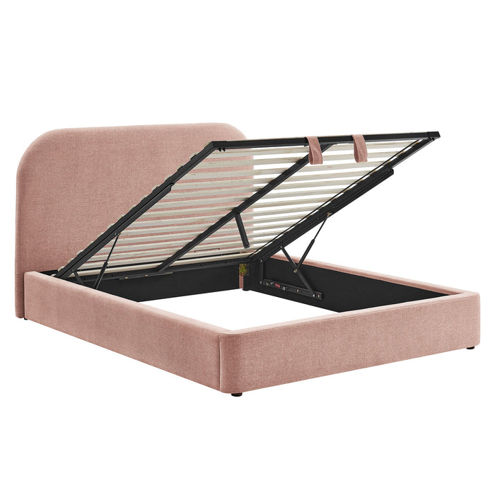Modway Keynote Fabric Upholstered Storage Platform Bed Frame in King - angled view 38