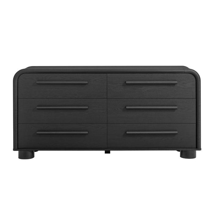 Modway Bellamy Curved 6-Drawer Dresser in Black Oak - side view