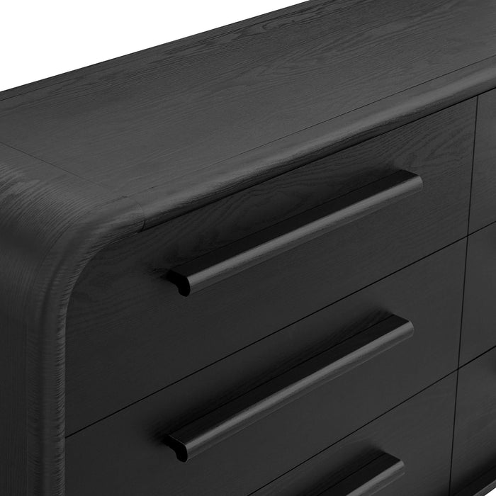 Modway Bellamy Curved 6-Drawer Dresser in Black Oak - detail view