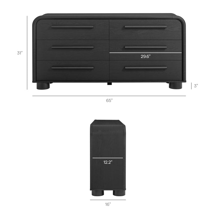 Modway Bellamy Curved 6-Drawer Dresser in Black Oak - dimensions and specifications 24