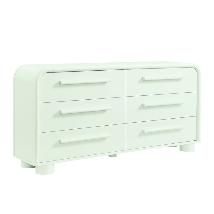 Modway Bellamy Curved 6-Drawer Dresser in Sage - front view