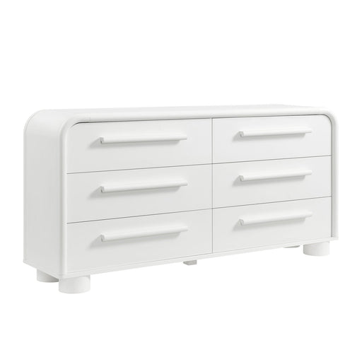 Modway Bellamy Curved 6-Drawer Dresser in White Matte - front view