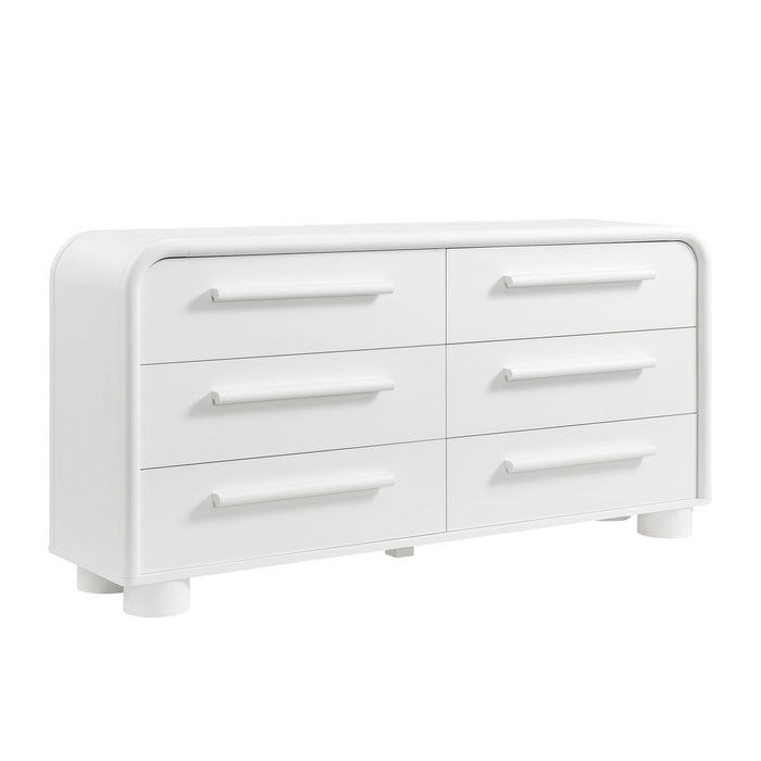 Modway Bellamy Curved 6-Drawer Dresser in White Matte - front view