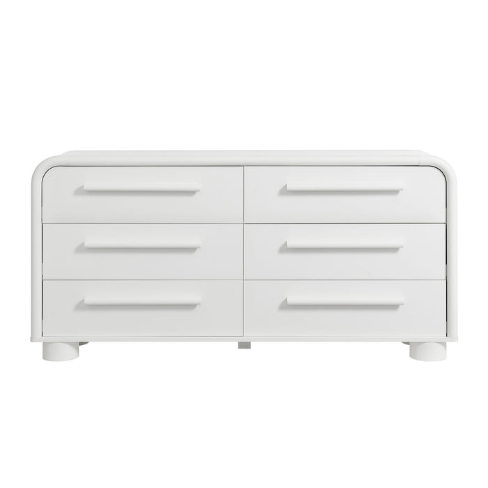 Modway Bellamy Curved 6-Drawer Dresser in White Matte - side view