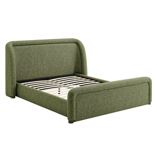 Modway Tasmin Queen Upholstered Fabric Platform Bed in Olive - front view