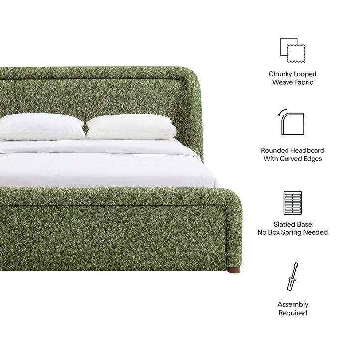 Modway Tasmin Queen Upholstered Fabric Platform Bed in Olive - dimensions and specifications