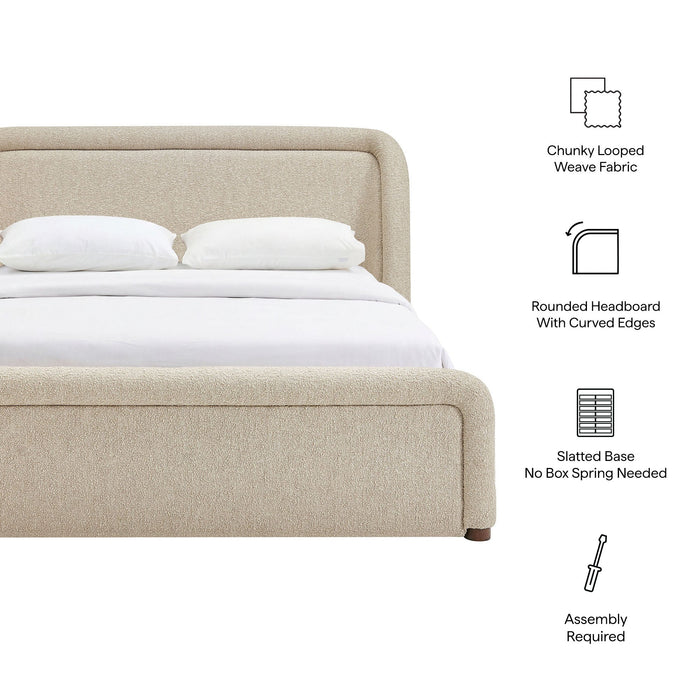 Modway Tasmin King Upholstered Fabric Platform Bed in Linen - dimensions and specifications