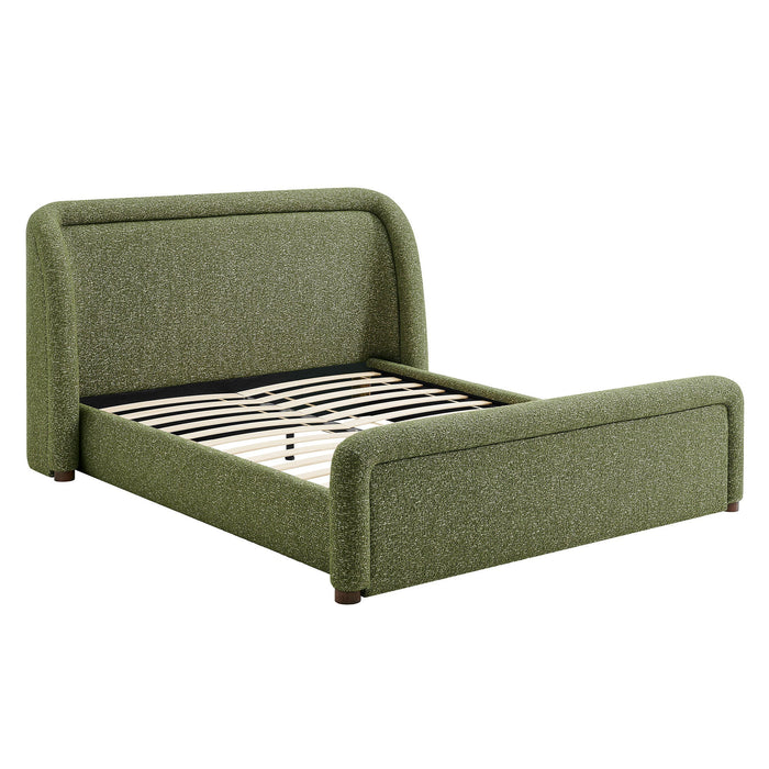 Modway Tasmin King Upholstered Fabric Platform Bed in Olive - front view