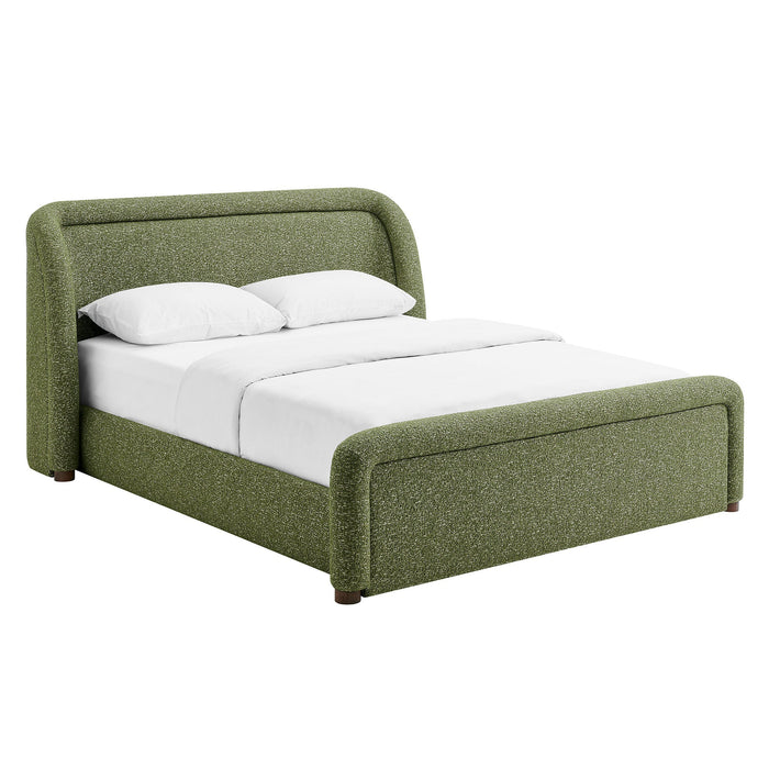 Modway Tasmin King Upholstered Fabric Platform Bed in Olive - angled view