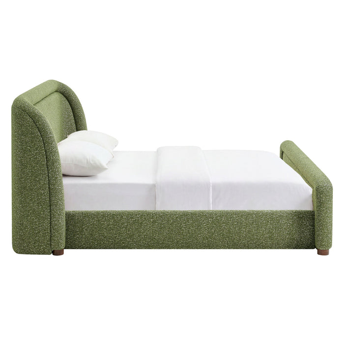 Modway Tasmin King Upholstered Fabric Platform Bed in Olive - side view