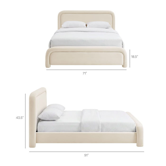 Modway Beck Queen Performance Velvet Platform Bed in Alabaster - dimensions and specifications 36