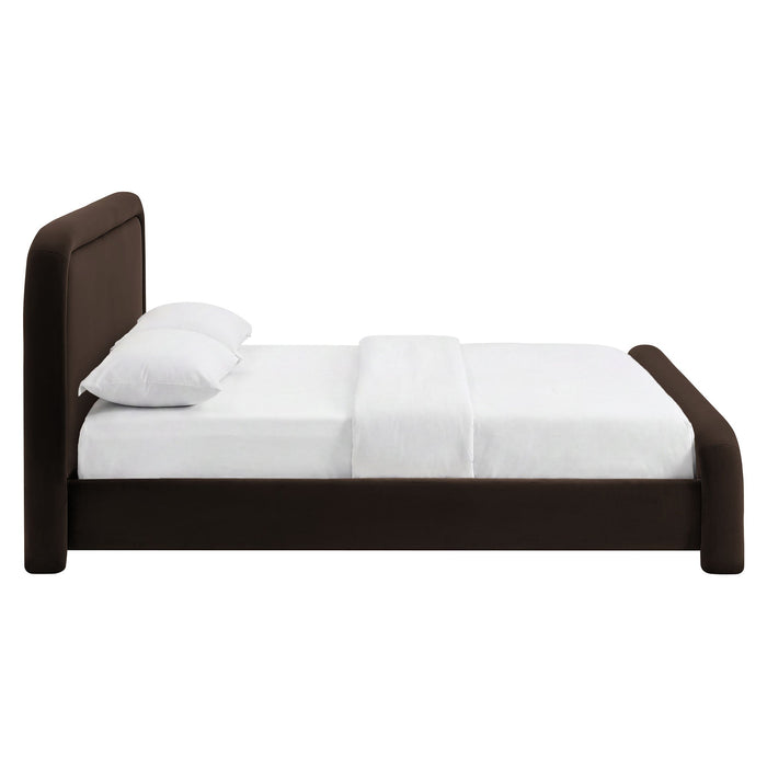 Modway Beck Queen Performance Velvet Platform Bed in Chocolate Brown - side view