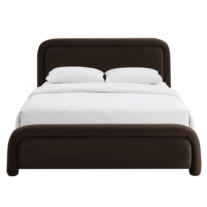 Modway Beck Queen Performance Velvet Platform Bed in Chocolate Brown - detail view
