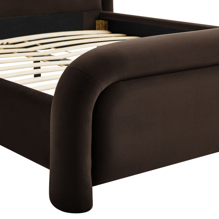 Modway Beck Queen Performance Velvet Platform Bed in Chocolate Brown - lifestyle view 21