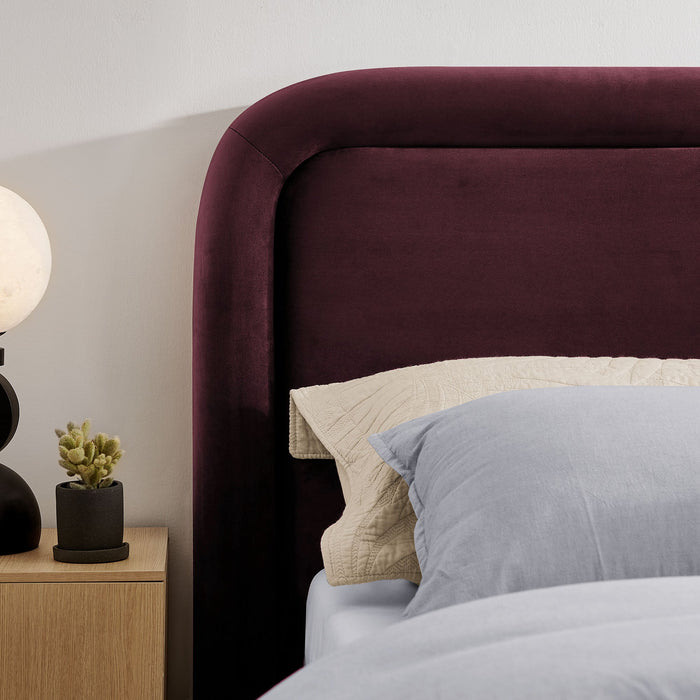 Modway Beck Queen Performance Velvet Platform Bed in Mulberry - lifestyle view 27