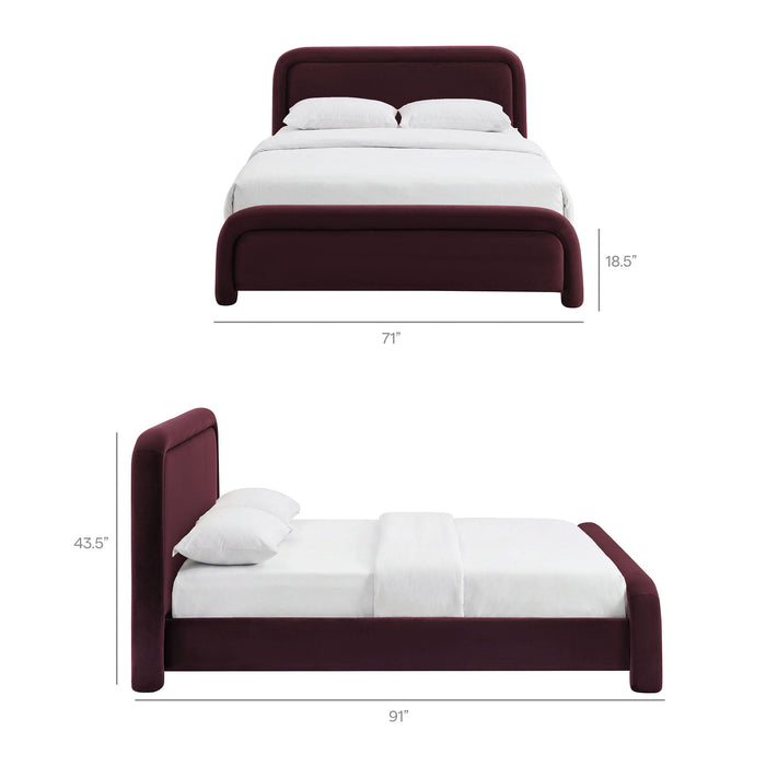 Modway Beck Queen Performance Velvet Platform Bed in Mulberry - dimensions and specifications 38